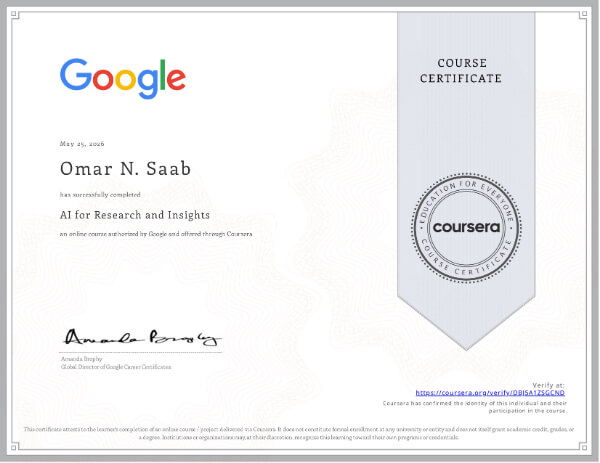 Coursera certificate DBJ5A1ZSGCND