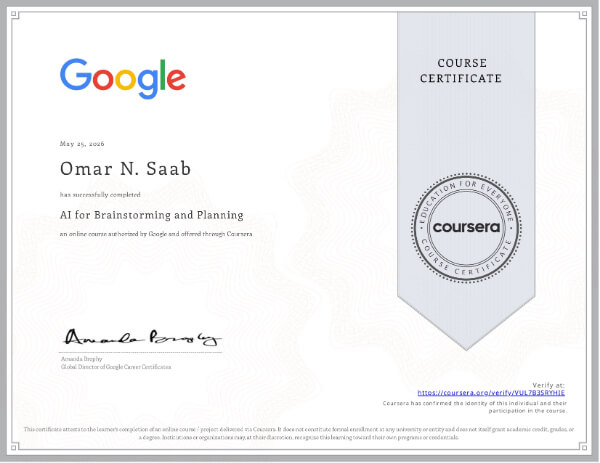 Coursera certificate VUL7B3SRYHIE